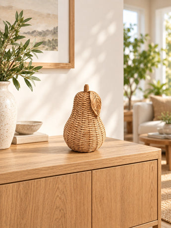 New BOHO Imitation Wicker Rattan Fruit Pear Home Decoration Figurie Statue