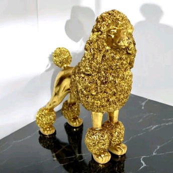 NEW Retro MCM Hollywood Regency Lrg Gold Resin Poodle Dog Statue Figurine Decor