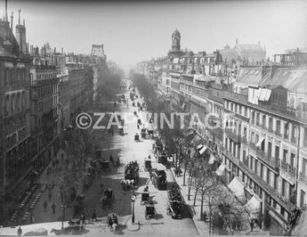 Vintage Antique 1878 Paris France - Perspetive Blvd Des Italiens Photo