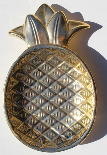Vintage Pineapple Gold Ceramic Vanity Trinket Tray