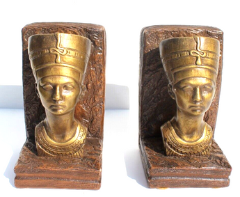 Vtg Large Queen Nefertiti Egyptian Style Bookend Book Ends Figurine Sculpture