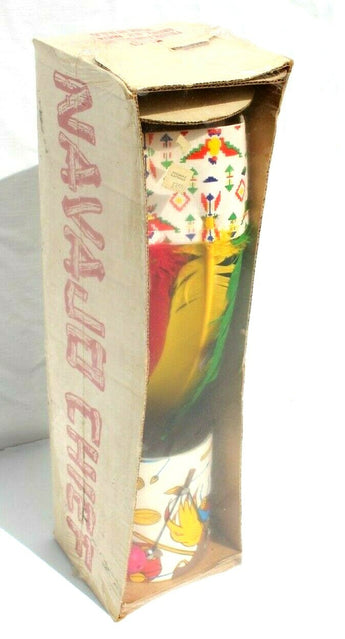 Sealed Vintage Child’s Toy Navajo Chief drum & Headdress Play set Made In USA