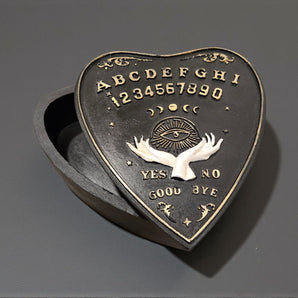 New Halloween Black Ouija Planchette Resin Spirit Storage Jewelry Trinket Box