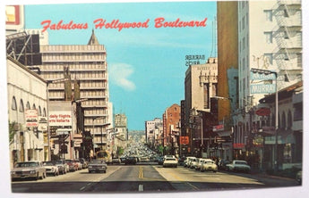 Vtg 1960 HOLLYWOOD BOULEVARD Los Angeles CALIFORNIA POSTCARD