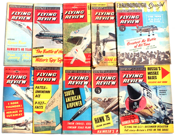 Vtg Lot of 10 1950 - 1960 Flying Review AIRPLANE AVIATION NEWS Magazine