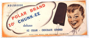 Vtg Holbrook Polar Chunk-ee Ice Cream Advertising Sign / Poster / Lithograph