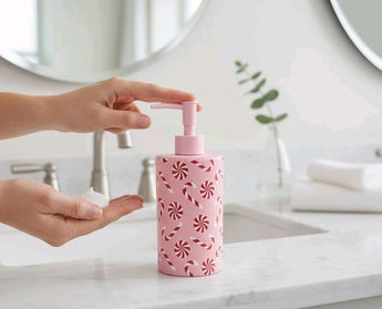 New Christmas Pink / Red Peppermint Candy Cane Soap Dispenser Decoration