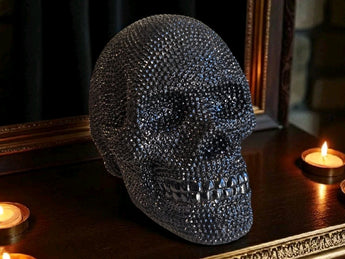 New Black Rhinestone Halloween Skull Room Decor Decoration Figurine Sculpture