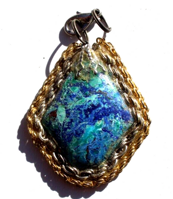 Vintage Gemstone (Agate Stone Geode Crystal) Necklace Pendant Jewelry