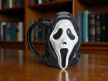 New Balck & White Scream Ghost Face Sculpted 16 oz. Ceramic Cup Coffee Mug
