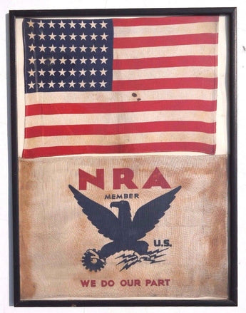 Vtg 1930's NRA Member WE DO OUR PART Flag National Recovery Admin. 48 Star Flag