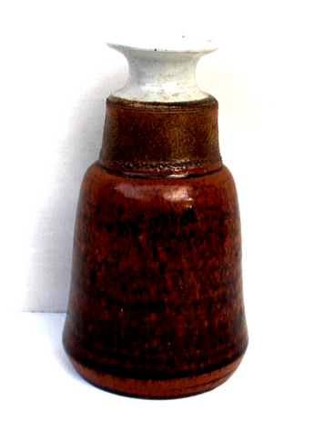 Vintage Signed Brown POTTERY VASE Stoneware Folk Studio Art