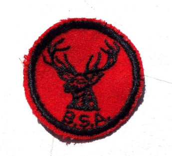 Vintage 1950'S RED FELT Boy Scout B.S.A. DEER Medallion Patch / Badge