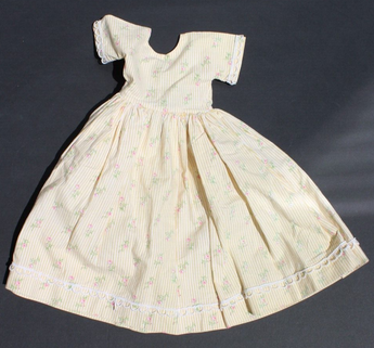 Vtg LRG Floral Yellow Roses Victorian Dress Up Doll Play Clothes Clothing Dress