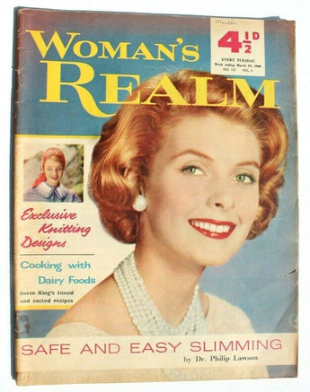 Vtg Woman's Realm March 19, 1960 Magazine - Safe & Easy Slimming / Dairy Foods