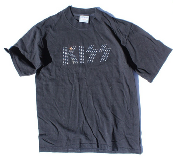 RARE Orig Vintage Rhinestone Kiss Band T-Shirt Shirt All Sport Heavy Weight Sm