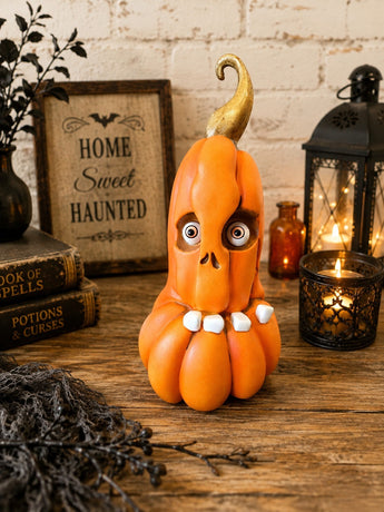 New Large Orange Funny Face Rotting Pumpkin Decor Halloween Holiday Decor