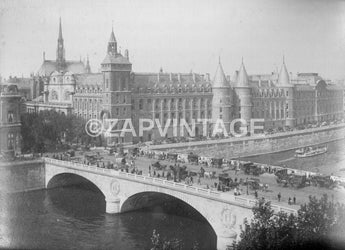 Vtg Antique 1870 -1899 Paris France Bridge By The Palace Of Justice Photo #2491