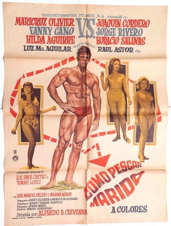 Vtg Mexican Movie Poster 1967 Como Pescar Marido (Maricruz Olivier)