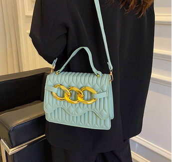 Women GREEN Fashion Chain Decorative Flap Design Solid Color Crossbody Bag