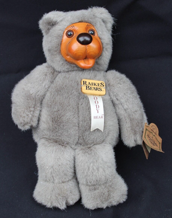 Signed Vintage Robert Raikes Bears Hand Signed W/ Tag - Grey Woody Bear