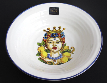 New Large Ceramic Round Serving Bowl Salad Bowl Sicilia Made in Italy Kitchen