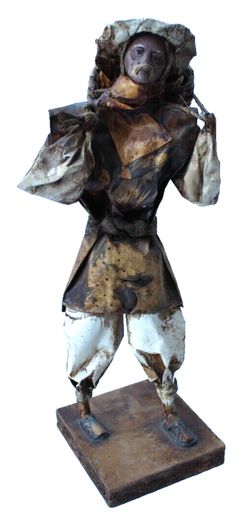 Vintage Mexican Handmade Folk Art Village People Paper Mache Figure Statue