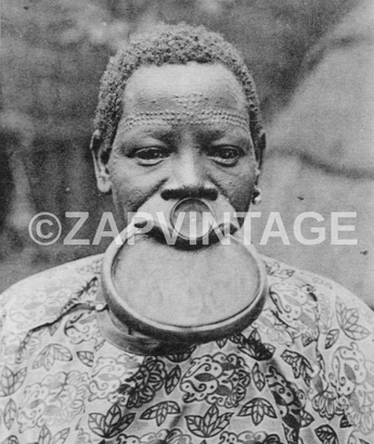Vtg 1900's African American Tribe Lip Plate Lip Stretching Duck Lips Photo #990