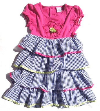 Girls Kids Size 5 Pink Checkered Youngland Fluffy Summer Dress