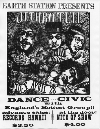 Vtg Rock Hair Band Concert Flyer - Earth Station Jethro Tull Tuesday April 28
