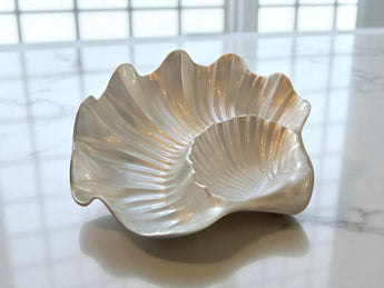 New Large White Opal Melamine Oyster Clam Shaped Appetizer Party Serving Plate