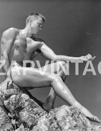 Vintage BEEFCAKE / BODYBUILDING Gay Interest Nude Physique B&W Photo #2246