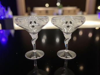 New Set of 2 Viral Acrylic Spooky Halloween Ghost Stem Margarita Martini Glasses