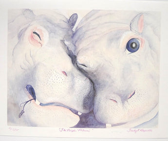 TRUDY L. REYNOLDS "The Purple Potami" Watercolor SIGNED Lithograph Print 20X25