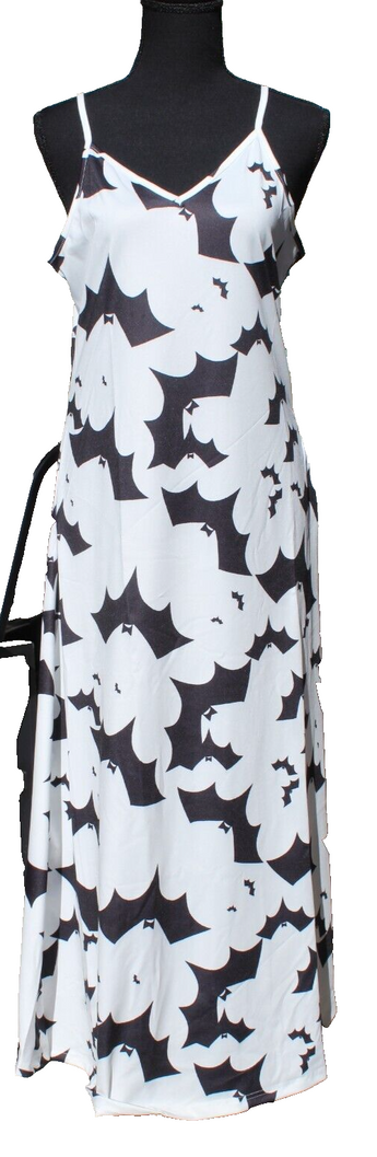 New Womens Black / White Halloween Bat Bats Halloween Dress Costume Medium