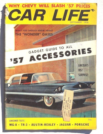 Vtg Hot Rat Rod Car Magazine - September 1956 CAR LIFE (Gadget Guide 57' )