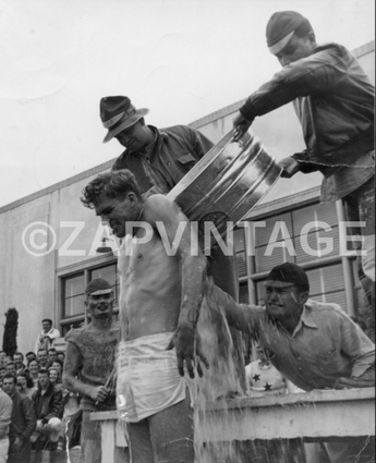 Vtg B&W 1920's - 1930's BETA PHI Frat Photo (Cold Water W/ Audience) Hazing #412