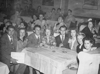 Vintage 1930's -1940's Black & White Photo - Group Of Teenage Kids At Dinner