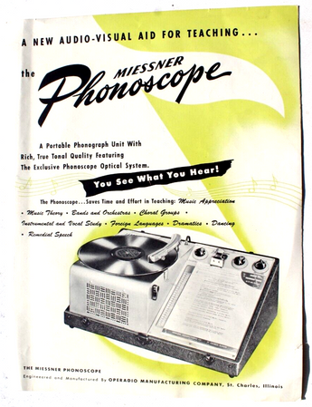 Vtg Orig Miessner Phonoscope Turntable Record Player SALEMANS Dealer Brochure