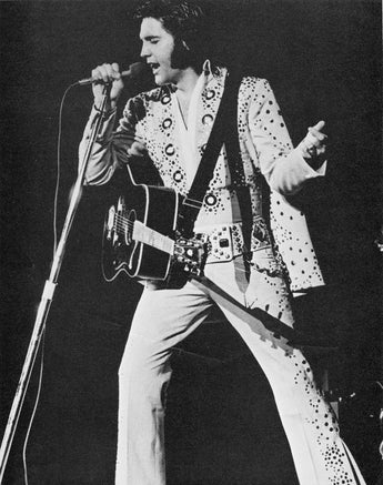 Vtg Black & White Photo Portrait of ELVIS PRESLEY In Concert Live On stage #629