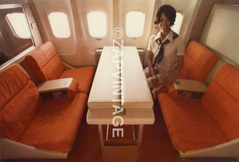 Vtg 1970s Airline Airplane Advertising Seating Inside DC-9 Aircraft Photo #2030
