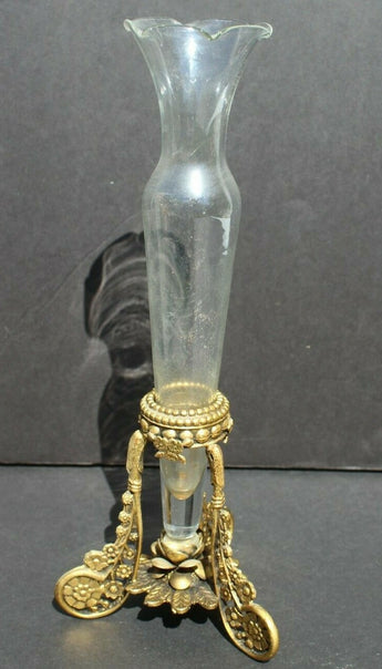 Vintage Gold Filigree Ormolu Ornate Cherubs Bud Single Flower Vase