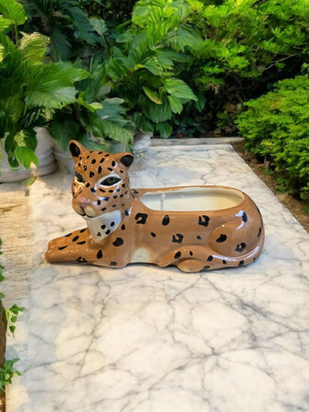 New Ceramic Cheetah Leopard Jungle Animal Candle Room Decor