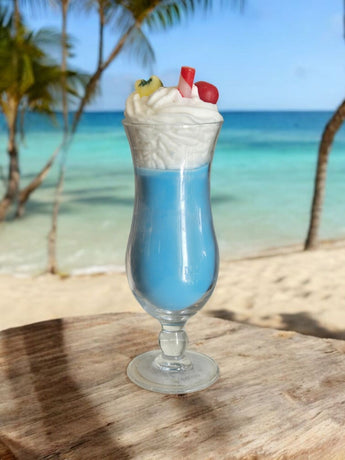 New Blue Hawaiian Pina Colada W/ Whip Cream Cocktail Beverage Drink Candle Gift