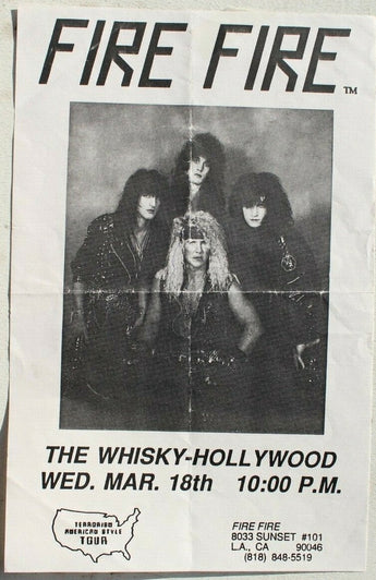 Vtg 1980s 1990s Punk Rock Hair Band Concert Flyer Fire Fire (The Whisky-A-Go-Go)