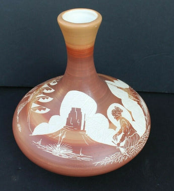 Vtg MCM CALIFORNIA CA Pottery - Naatsilid Native Navajo Hand Crafted Flower Vase