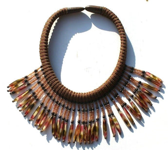 New Fashion Tribal Bohemian Beaded Tassel Rope Cuff Neck Choker Necklace - Mint