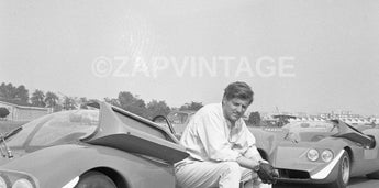 Rare Vtg B&W 1960s Carlo Abarth Fiat Racing Ferrari Cars Italy Photo #1514
