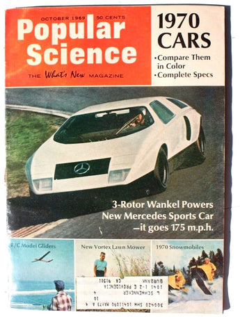 POPULAR SCIENCE Magazine OCTOBER 1969, 3-ROTOR WANKEL POWERS MERCEDES SPORTS CAR