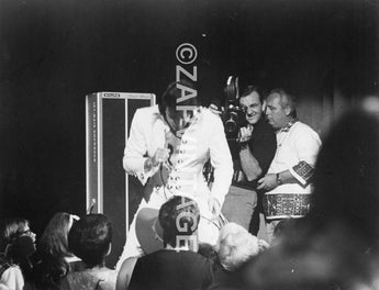 Vtg B&W Portrait of ELVIS PRESLEY Performing On Stage Filimg Movie Photo #604